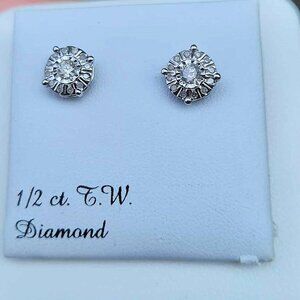 1/2 Carat T.W. Diamond Composite Round Stud Earrings MSRP $700
